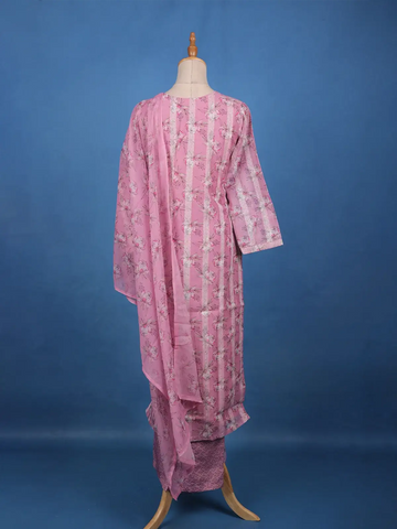 Blush Pink Floral Printed Cotton Salwar Suit Set - Diadem