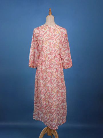 Blush Pink Paisley and Floral Printed Cotton Kurti - Diadem