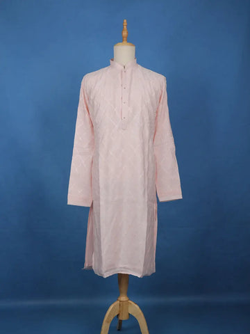 Blush Pink Thread Embroidered Kurta Set , With Pant - Diadem