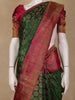 Bottle Green Butta Woven Pure Kanchipuram Silk Saree - Diadem
