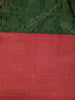 Bottle Green Floral Checks Woven Pure Kanchipuram Silk Saree - Diadem