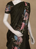 Bottle Green Floral Embroidered Design Tussar Saree