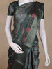 Bottle Green Floral Printed Design Mixed Cotton Fancy Saree with Zari Border