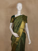 Bottle Green Floral Woven Pure Kanchipuram Silk Saree