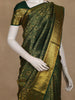 Bottle Green Floral Woven Pure Kanchipuram Silk Saree