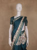 Bottle Green Kalamkari Design Floral Printed Cotton Saree - Diadem
