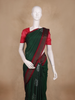 Bottle Green Leaf Butta Woven Kanchipuram Silk Saree