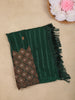 Bottle Green Striped Design Georgette Saree With Designer Blouse
