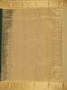 Bottle Green Striped Design Semi Silk Saree with Contrast Mustard Zari Border