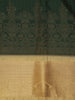 Bottle Green Striped Design Semi Silk Saree with Contrast Mustard Zari Border