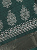 Bottle Green Floral Designed Cotton Saree - Diadem