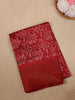 Brick Red Floral Printed Cotton Saree - Diadem