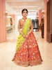 Bright Red Floral Embroidered Raw Silk Bridal Lehenga - Diadem