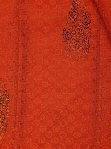Bright Orange Floral Designed Silk Saree - Diadem