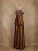 Bronze Brown Beaded Embroidered Space Silk Palazzo Suit