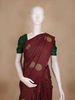 Brown Checked Woven Kanchipuram Silk Saree