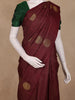 Brown Checked Woven Kanchipuram Silk Saree