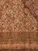 Brown Floral Printed Design Tussar Silk Saree