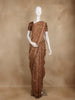 Brown Floral Printed Design Tussar Silk Saree