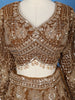 Brown Floral Sequin And Thread Embroidered Net Lehenga Set With Dupatta - Diadem