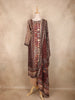 Brown Kashmiri Floral Printed Design Crepe Straight Cut Salwar Suit with Dupatta