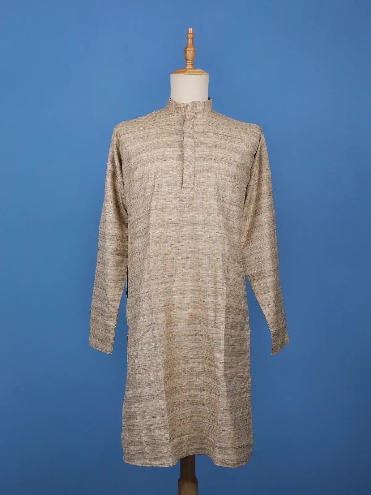 Brown Textured Cotton Kurta For Men - Diadem
