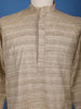 Brown Textured Cotton Kurta For Men - Diadem