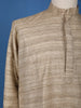 Brown Textured Cotton Kurta For Men - Diadem