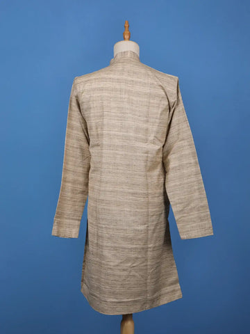 Brown Textured Cotton Kurta For Men - Diadem