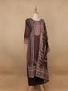 Brown Floral Designed Cotton Salwar Suit - Diadem