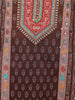 Brown Floral Designed Cotton Salwar Suit - Diadem