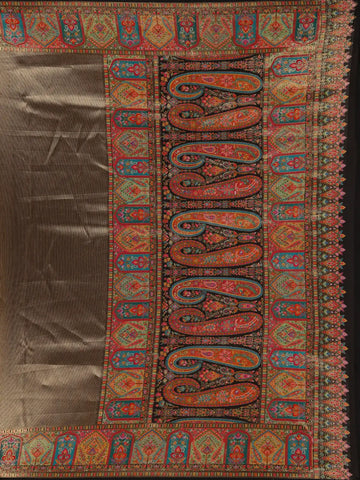 Brown Floral Design Print Silk Saree - Diadem