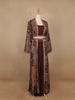 Brown Floral Designed Crepe Gown with Jacket - Diadem