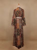 Brown Floral Designed Crepe Gown with Jacket - Diadem