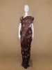Brown Floral Designed Raw Silk Saree - Diadem