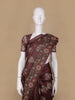 Brown Floral Designed Raw Silk Saree - Diadem
