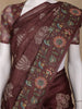 Brown Floral Designed Raw Silk Saree - Diadem