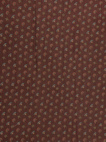 Brown Floral Designed Raw Silk Saree - Diadem