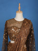 Brown Floral Designs Lace Ready To Wear Saree with Designer Blouse - Diadem
