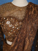 Brown Floral Designs Lace Ready To Wear Saree with Designer Blouse - Diadem