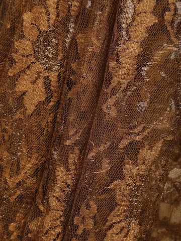 Brown Floral Designs Lace Ready To Wear Saree with Designer Blouse - Diadem