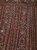 Brown Floral Embroidery Bridal Net Lehenga - Diadem