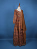 Brown Floral Motif Bead And Printed Work Cotton Gown - Diadem