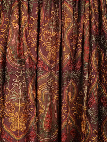 Brown Floral Motif Bead And Printed Work Cotton Gown - Diadem