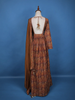 Brown Floral Motif Bead And Printed Work Cotton Gown - Diadem