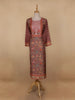 Brown Floral Printed Semi Silk Kurti - Diadem
