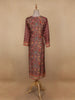 Brown Floral Printed Semi Silk Kurti - Diadem