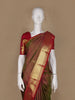 Brown Floral Woven Pure Kanchipuram Silk Saree - Diadem