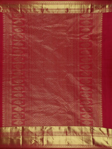 Brown Floral Woven Pure Kanchipuram Silk Saree - Diadem
