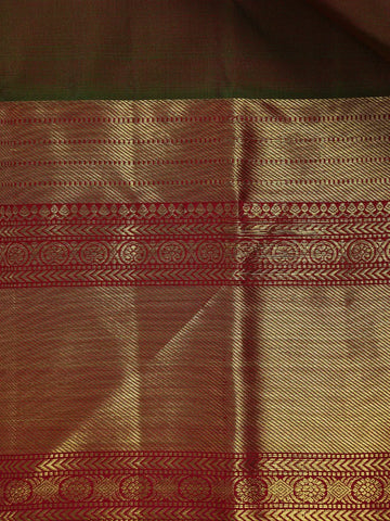 Brown Floral Woven Pure Kanchipuram Silk Saree - Diadem